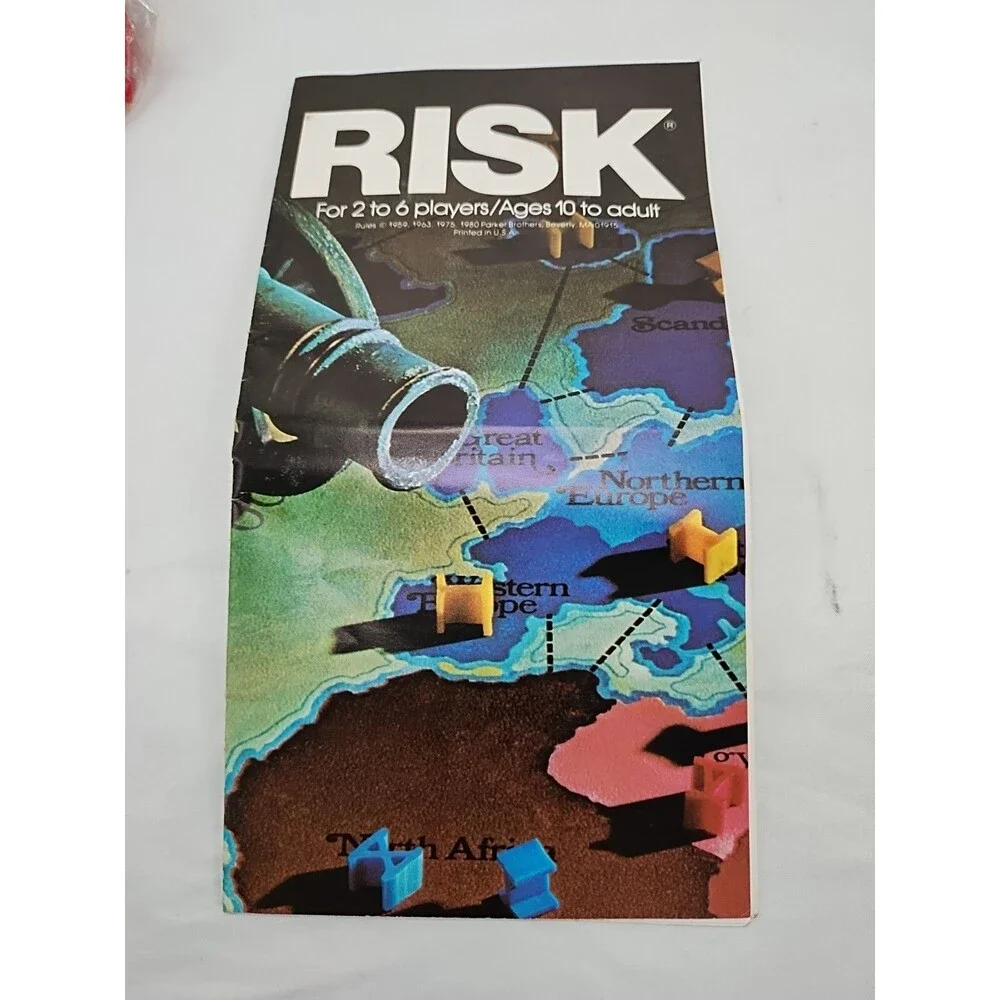 Set Of (6) Risk 1980 Player Pieces Rules And Territory Cards